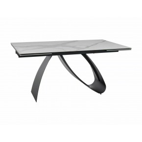 Стол обеденный SIGNAL DIUNA Ceramic Statuario Venato белый/черный мат 160-240/90